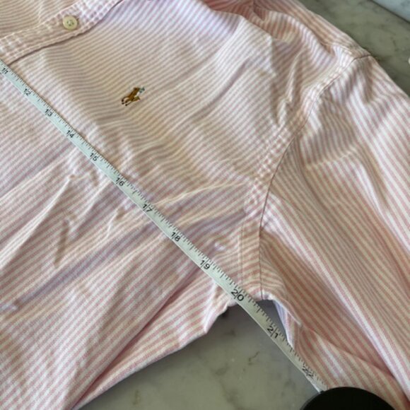 RALPH LAUREN Slim Fit Oxford Shirt Pink White Stripe 12 - Picture 16 of 16